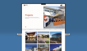 Pascale Construction website Project page, featuring photo of the Pascale Kent Town office and other relevant projects.